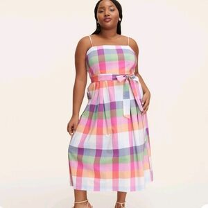 NWT Kate Spade X Target Colorful Plaid Tie-waist Midi Dress